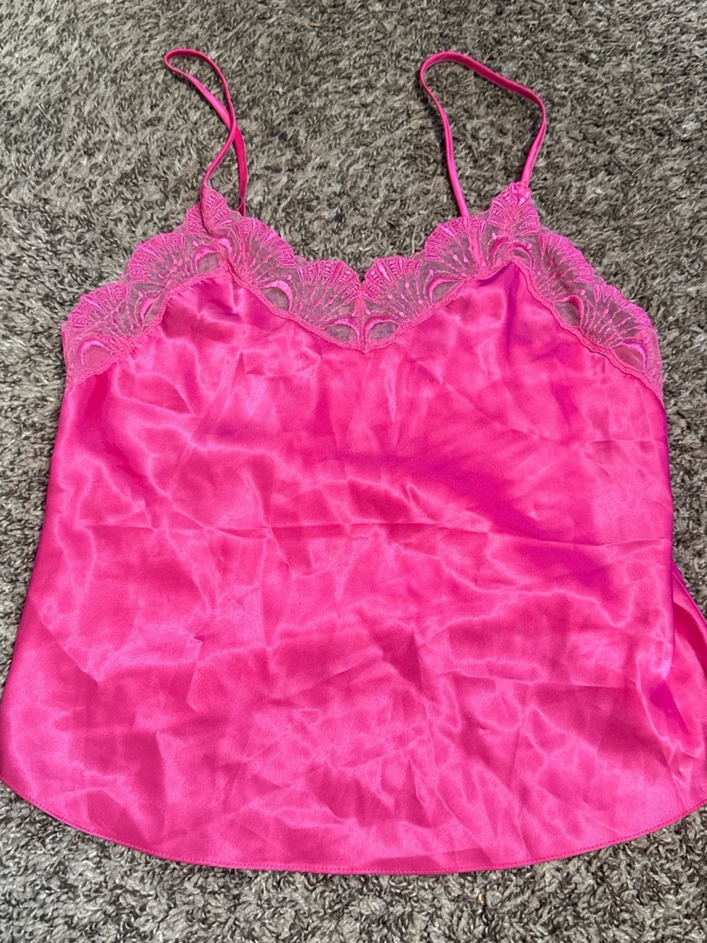 Victoria's Secret Fuchsia Satin Lace-Trim Camisole